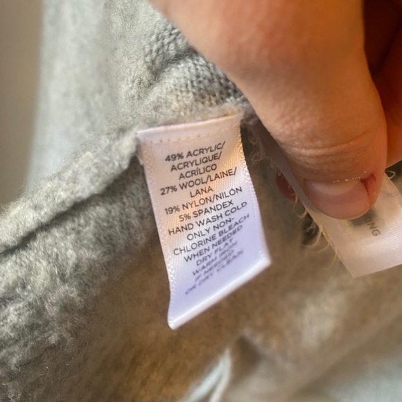 LOFT wool blend tie front oversized relaxed fit neutral cardigan - Picture 7 of 9